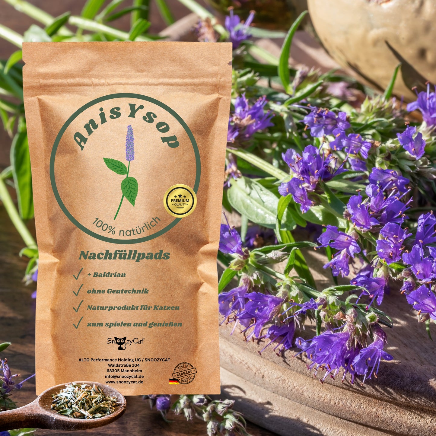 SNOOZYCAT® Nachfüllpads – Anis Ysop & Baldrian – 100 % natürliche Kräuter – ausgleichend & harmonisierend – 10 Stück