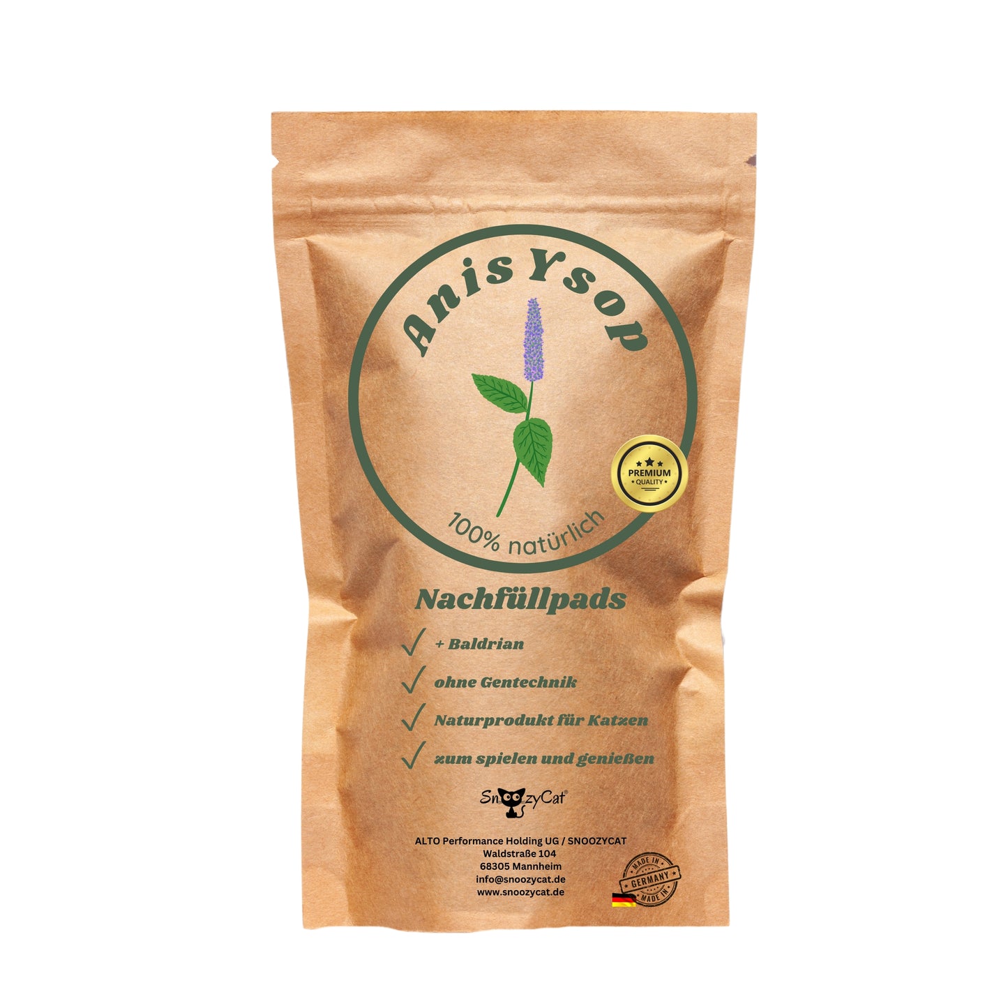 SNOOZYCAT® Nachfüllpads – Anis Ysop & Baldrian – 100 % natürliche Kräuter – ausgleichend & harmonisierend – 10 Stück