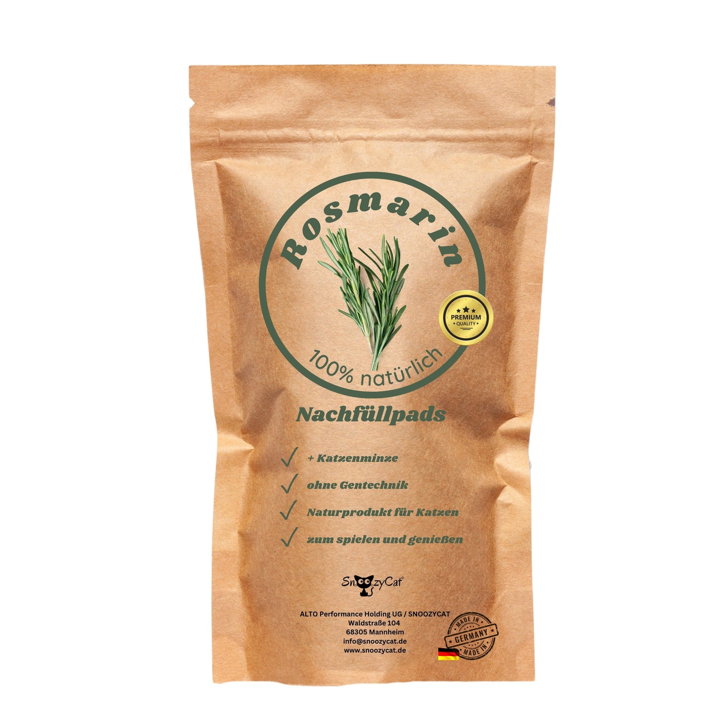 SNOOZYCAT® Nachfüllpads – Rosmarin & Katzenminze – 100 % natürliche Kräuter – aktivierend & fokussierend – 10 Stück