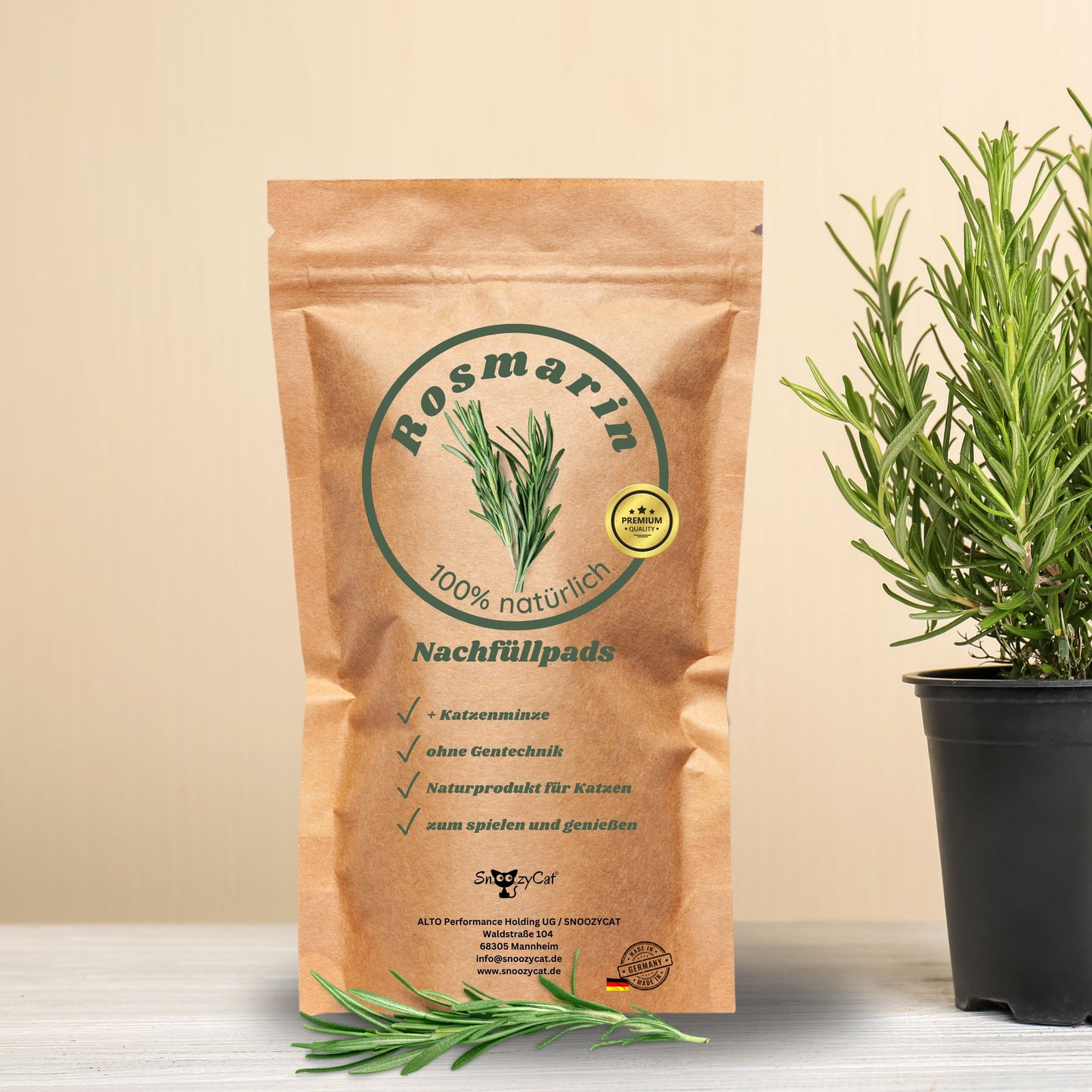 SNOOZYCAT® Nachfüllpads – Rosmarin & Katzenminze – 100 % natürliche Kräuter – aktivierend & fokussierend – 10 Stück