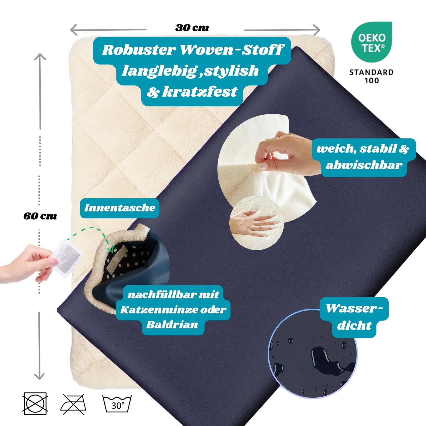 SNOOZYCAT® CozyDry Fensterliege Plush – flauschig, waterproof & nachfüllbar