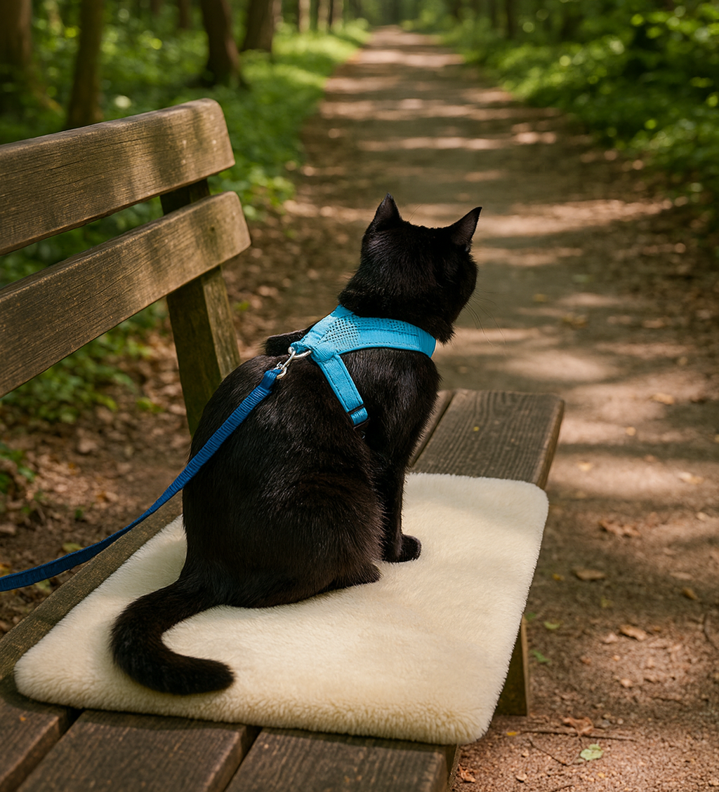 SNOOZYCAT® CozyDry Outdoor Smooth – wetterfeste Katzen Outdoor-Decke mit Kräutertasche, kuschelig weich, wasserdicht, handgefertigt in Deutschland, OEKO-TEX®, 50×50 cm