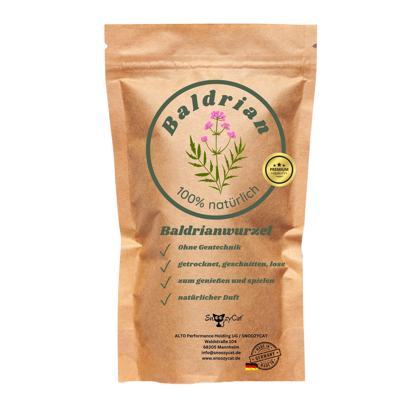 SNOOZYCAT® Baldrianwurzel – 100 % natürliche Kräuter – geschnitten & lose – beruhigend & animierend – 40 g