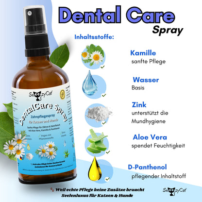 SNOOZYCAT® DentalCare Spray für Katzen & Hunde – Natürliche Zahnpflege ohne Bürste mit Kamille, Rosenwasser, Aloe Vera & Zink – Made in Germany