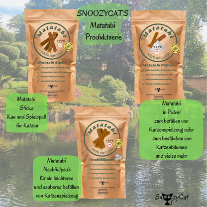 SNOOZYCAT® Matatabi-Pulver – 100 % natürlich – gemahlenes Silvervine für Katzen – belebend & ausgleichend – 30 g