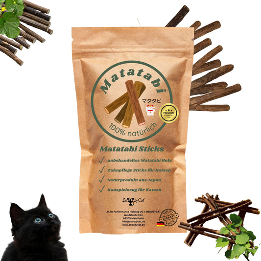 SNOOZYCAT® Matatabi Sticks – 100% natural chewing wood from Japan – Dental care &amp; fun for cats – 10 pieces