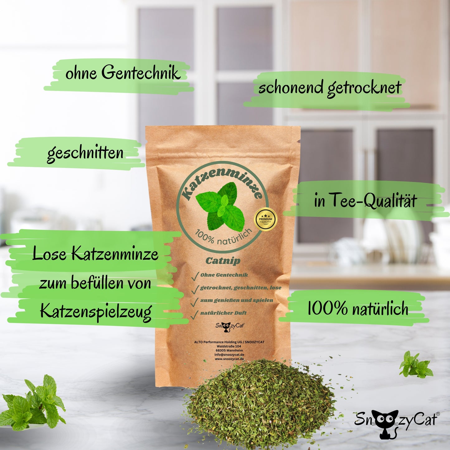 SNOOZYCAT® Katzenminze – 100 % natürliche Kräuter – geschnitten & lose – anregend & verspielt – 30 g