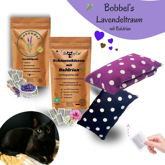 „SNOOZYCAT® Nachfüllbeutel mit Baldrian, gefüllt mit hochwertigem Baldrian zur natürlichen Entspannung von Katzen. Perfekt mit katzenspielkissen im set.“