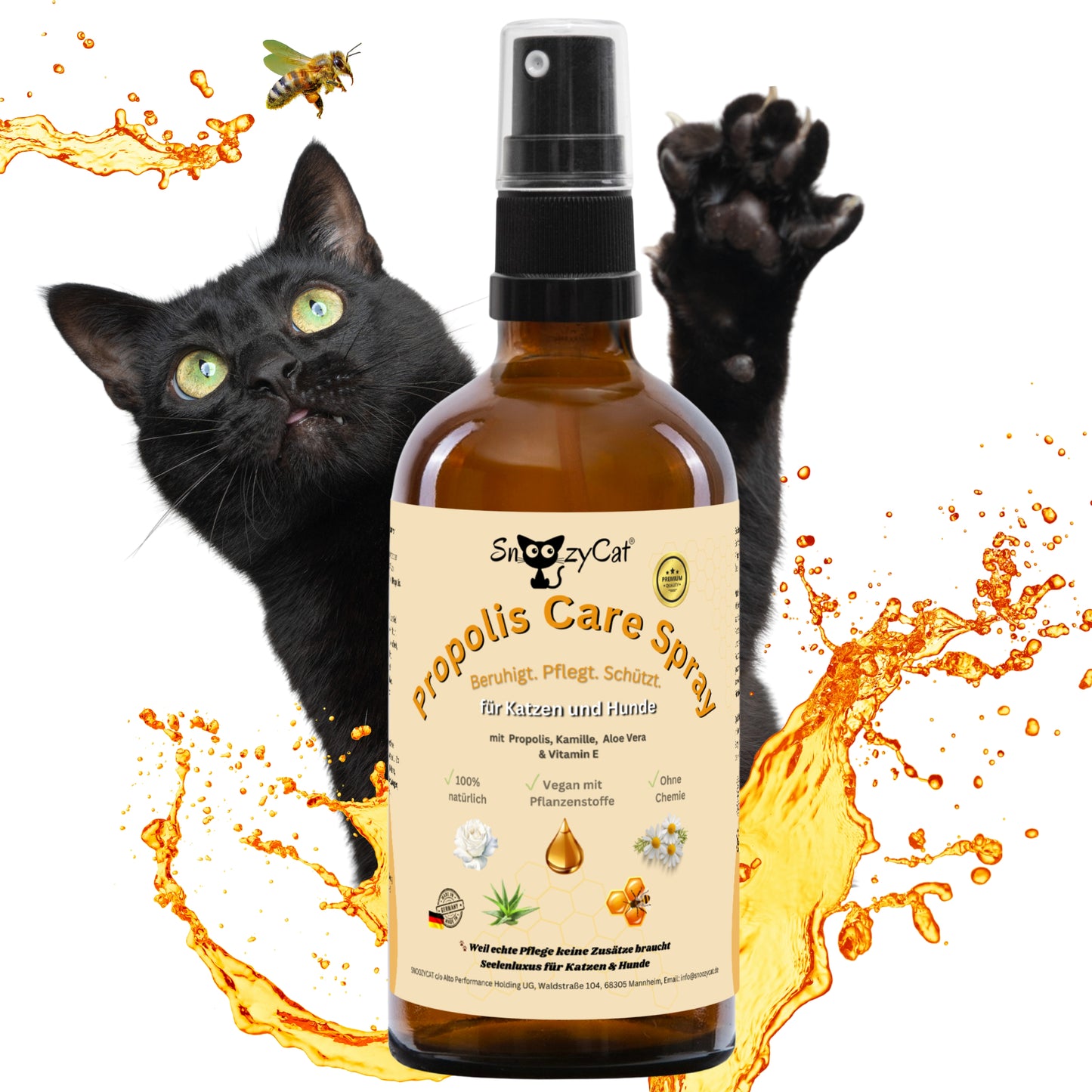SNOOZYCAT® Premium Salmon Oil for Cats – 100 ml – High-quality food-grade Omega-3 &amp; Omega-6 oil – For skin, coat &amp; immune system – Fresh &amp; gently produced in Germany